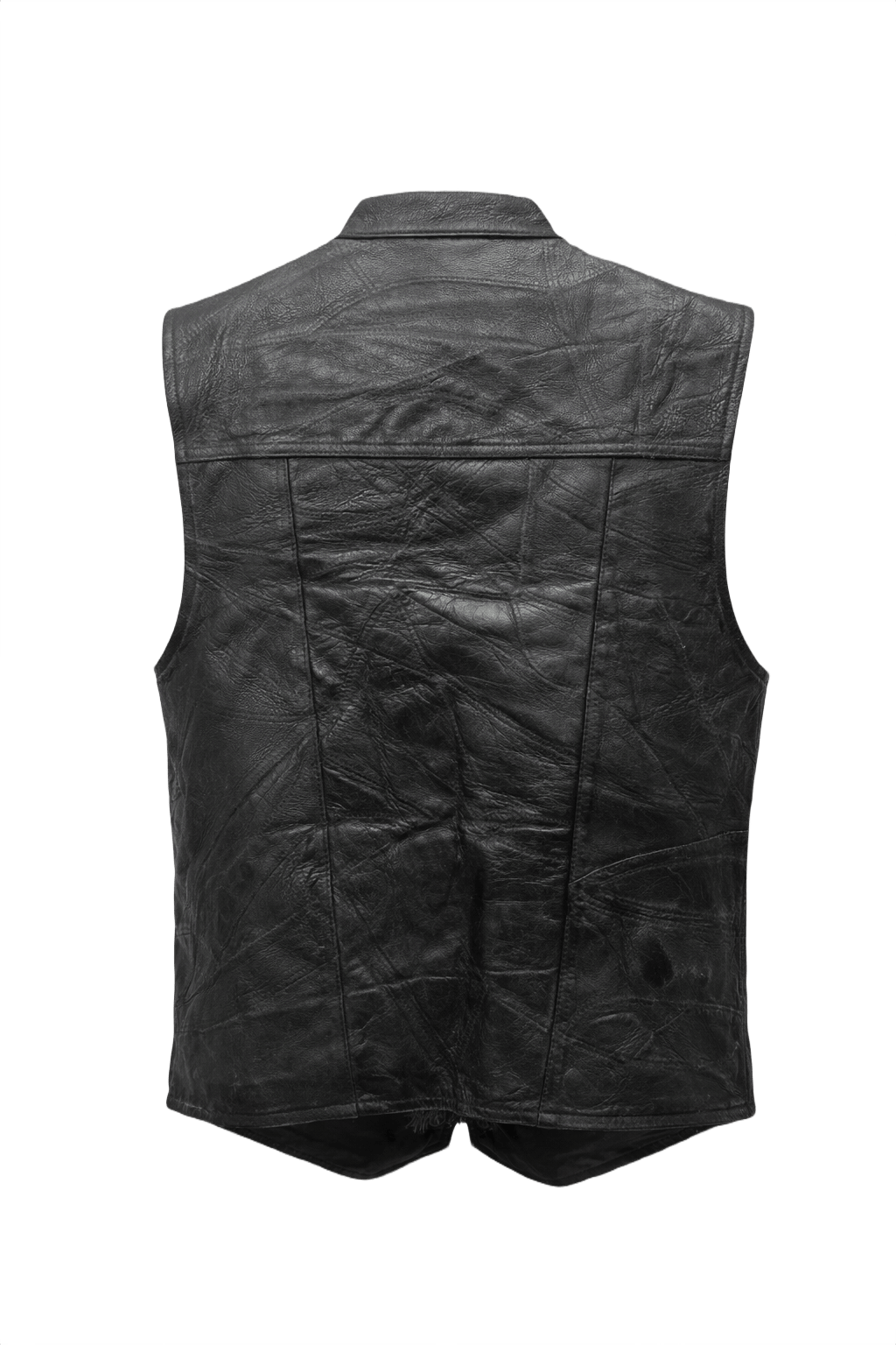 1990s Black Leather Vest - Back View