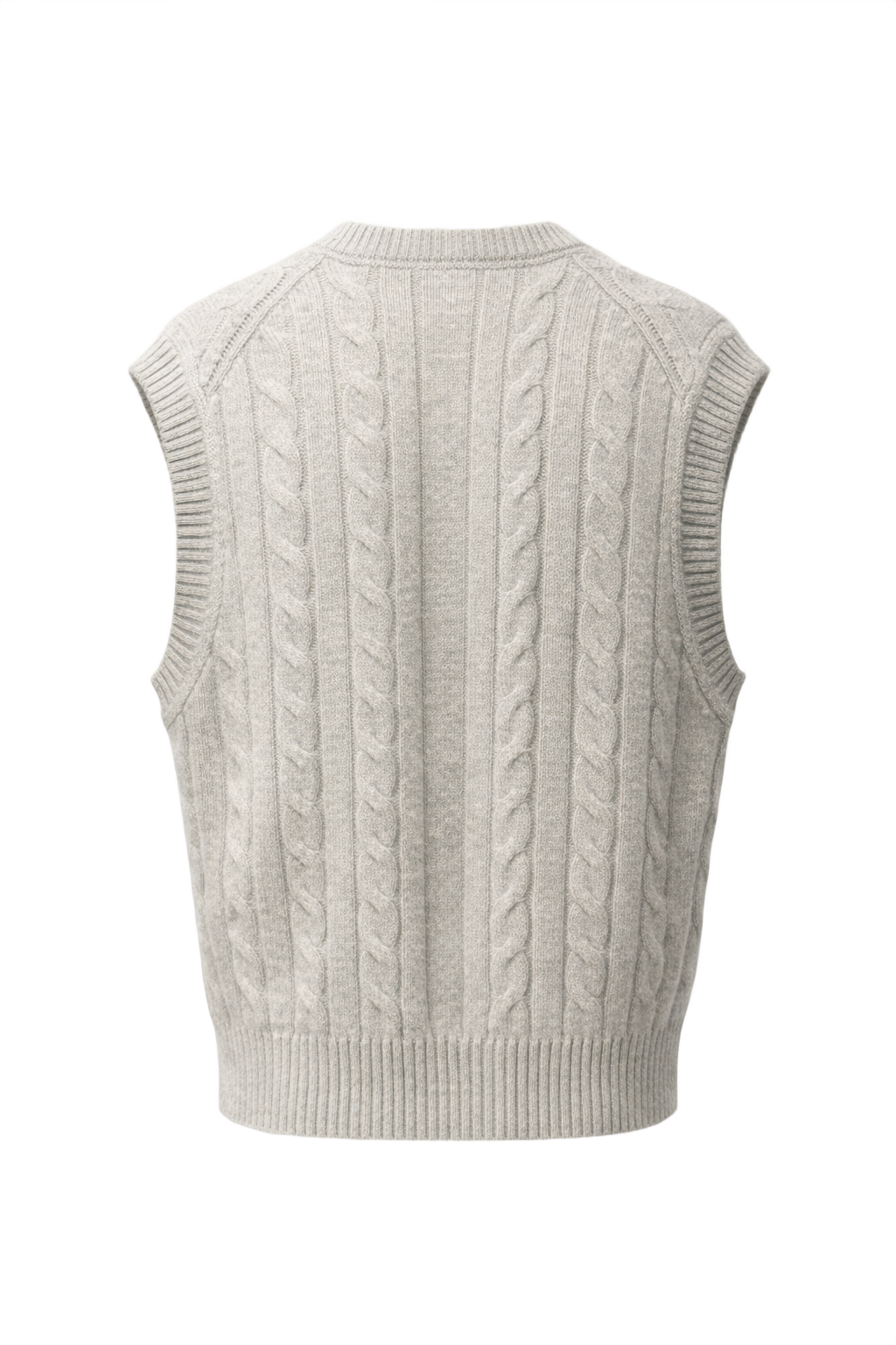 1960s Light Grey Wool Vest - Back View