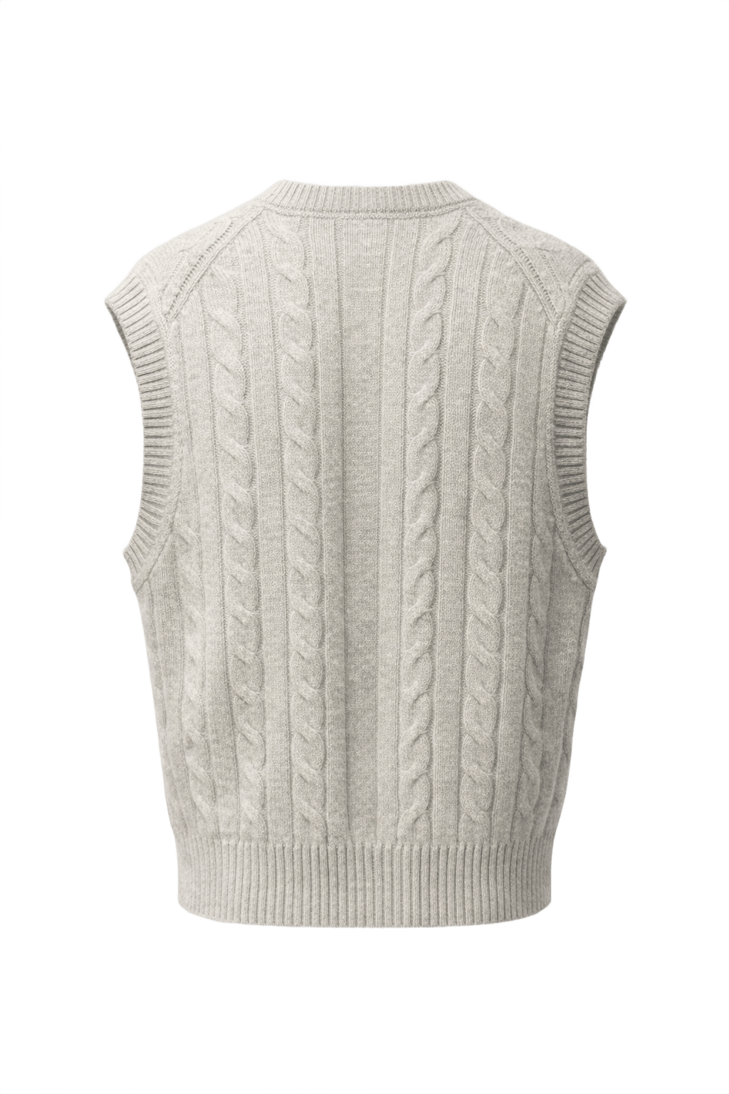 1960s Light Grey Wool Vest - Back View