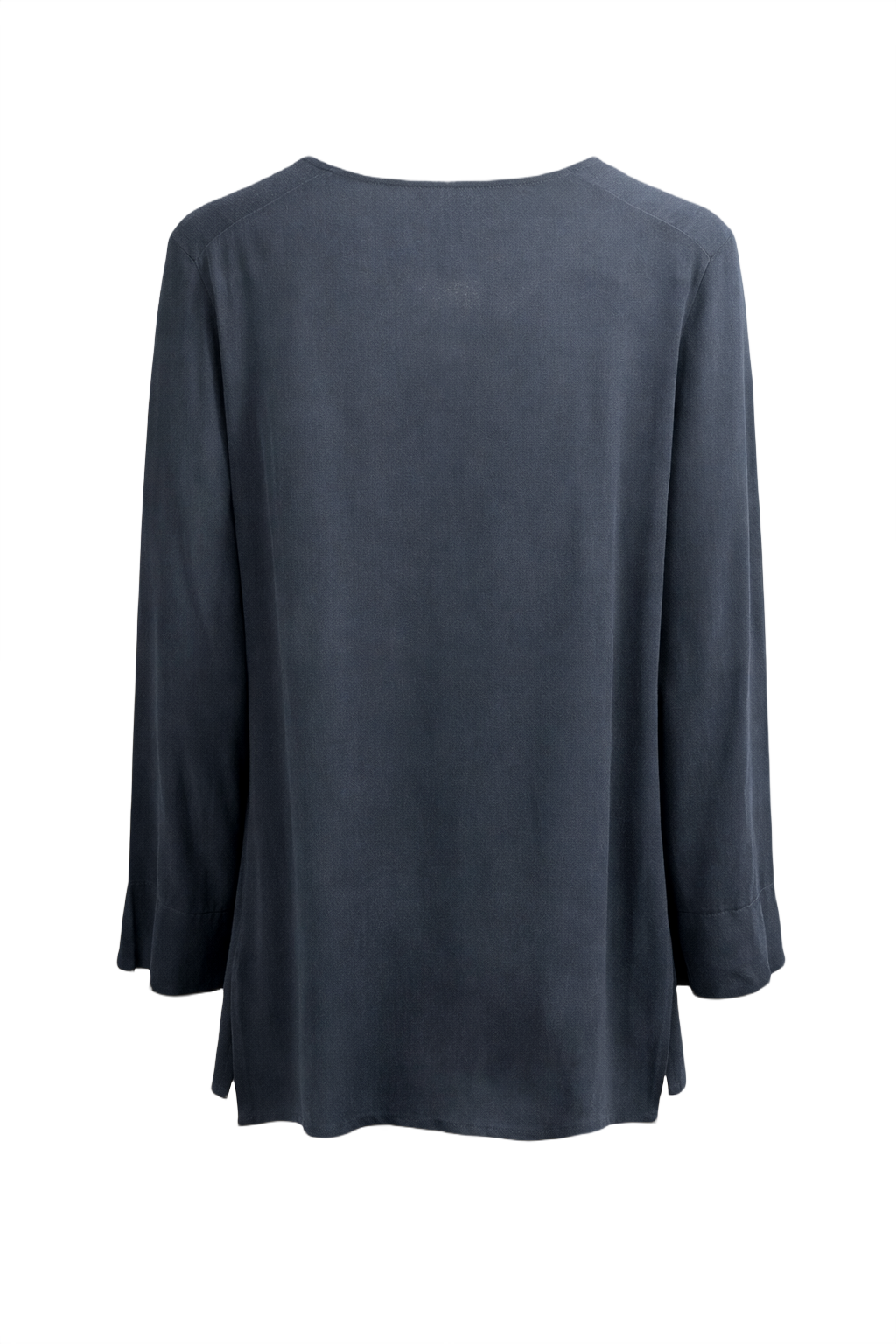 1990s Navy Blue Silk Blouse - Back View