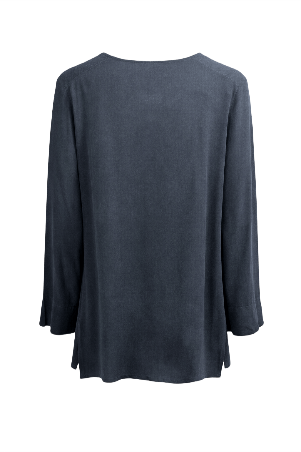 1990s Navy Blue Silk Blouse - Back View