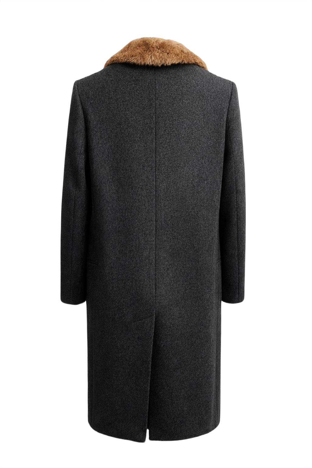 1990s Charcoal Grey Wool Coat - Back View