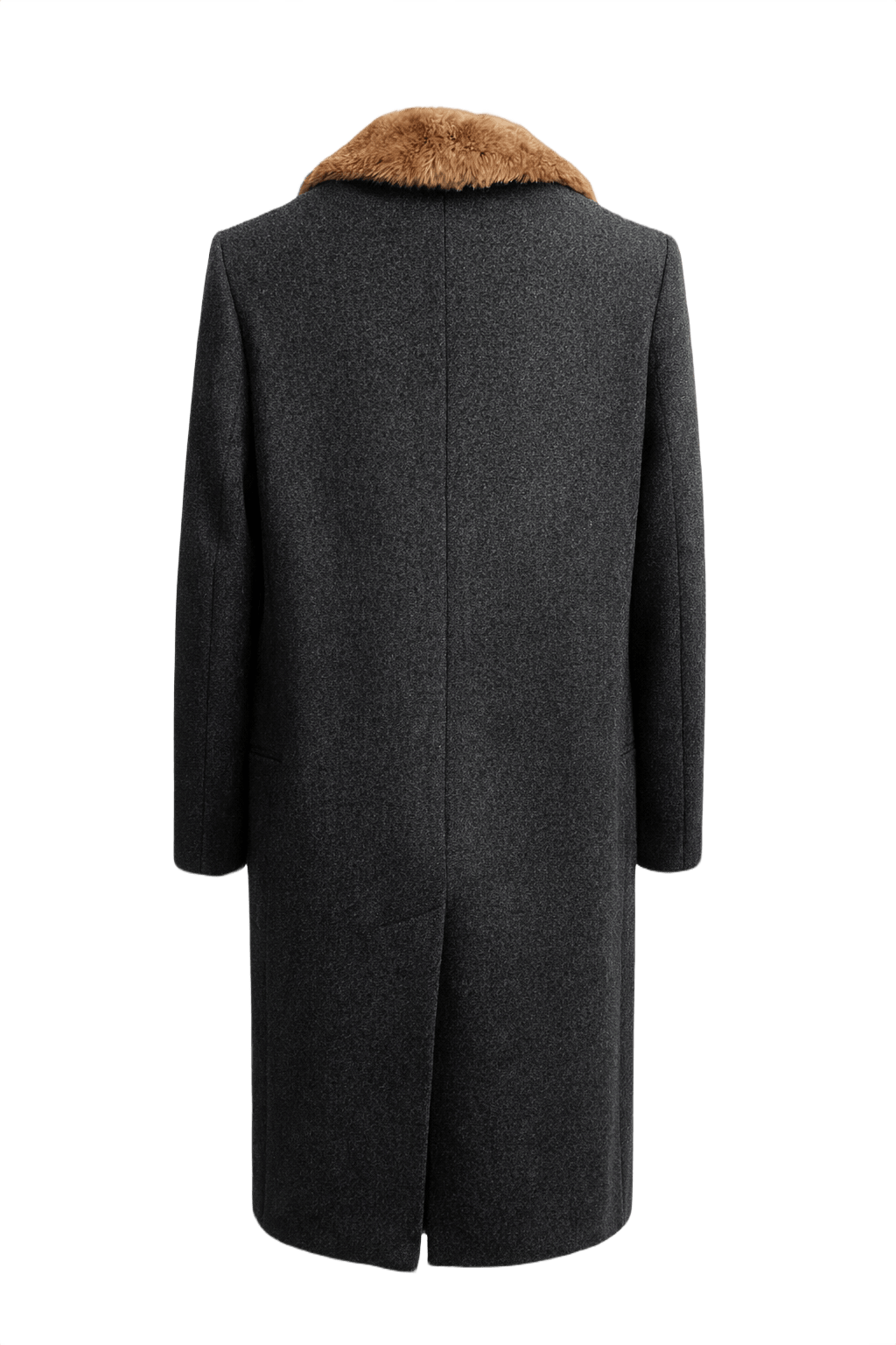 1990s Charcoal Grey Wool Coat - Back View