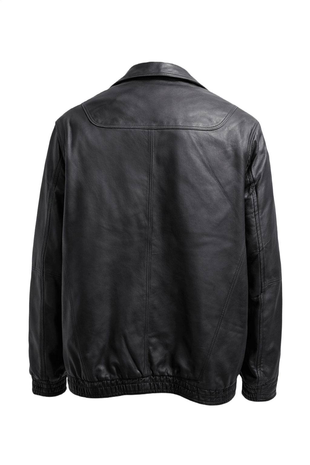 1990s Black Leather Jacket - Back View