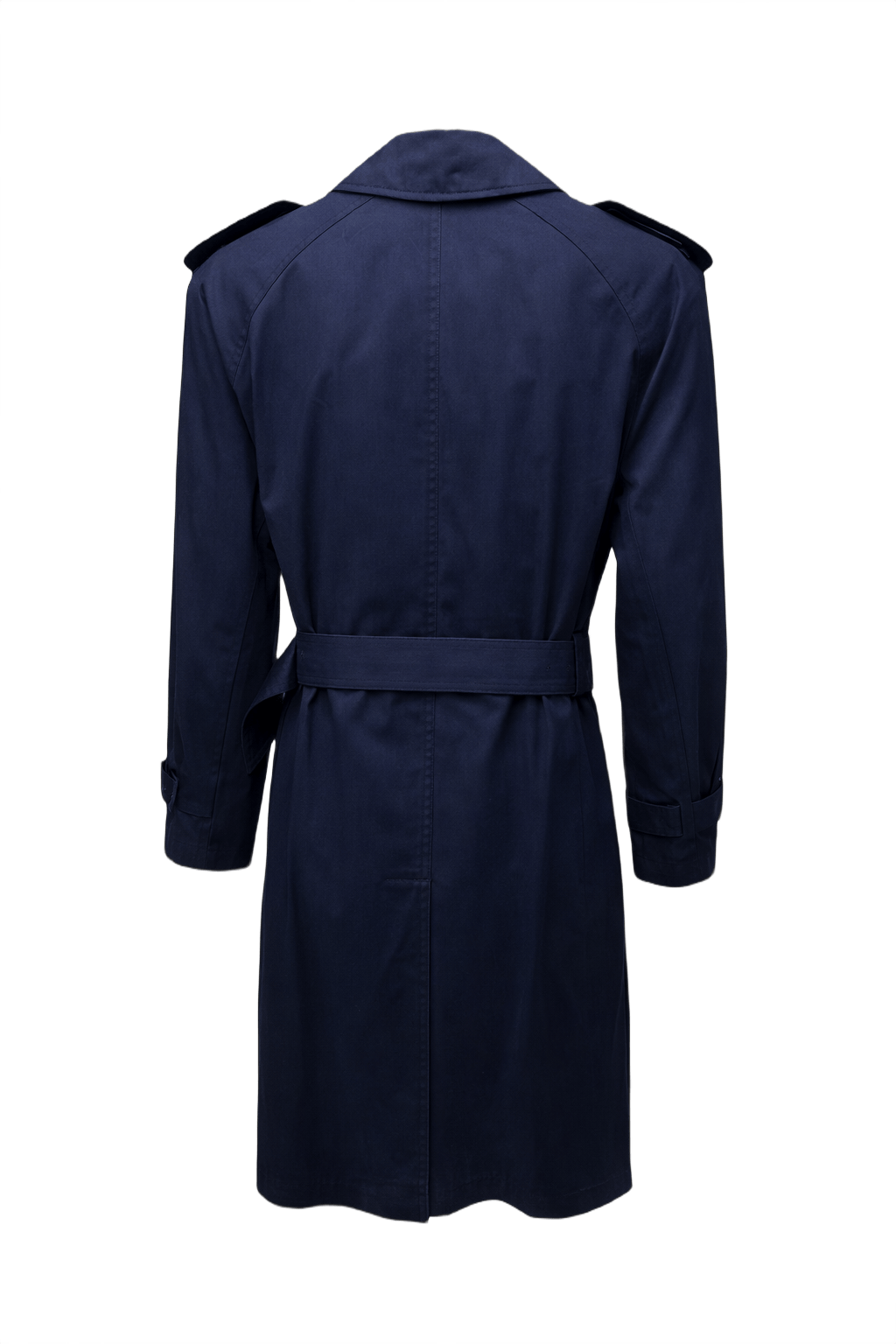1990s Navy Blue Cotton Trench Coat - Back View