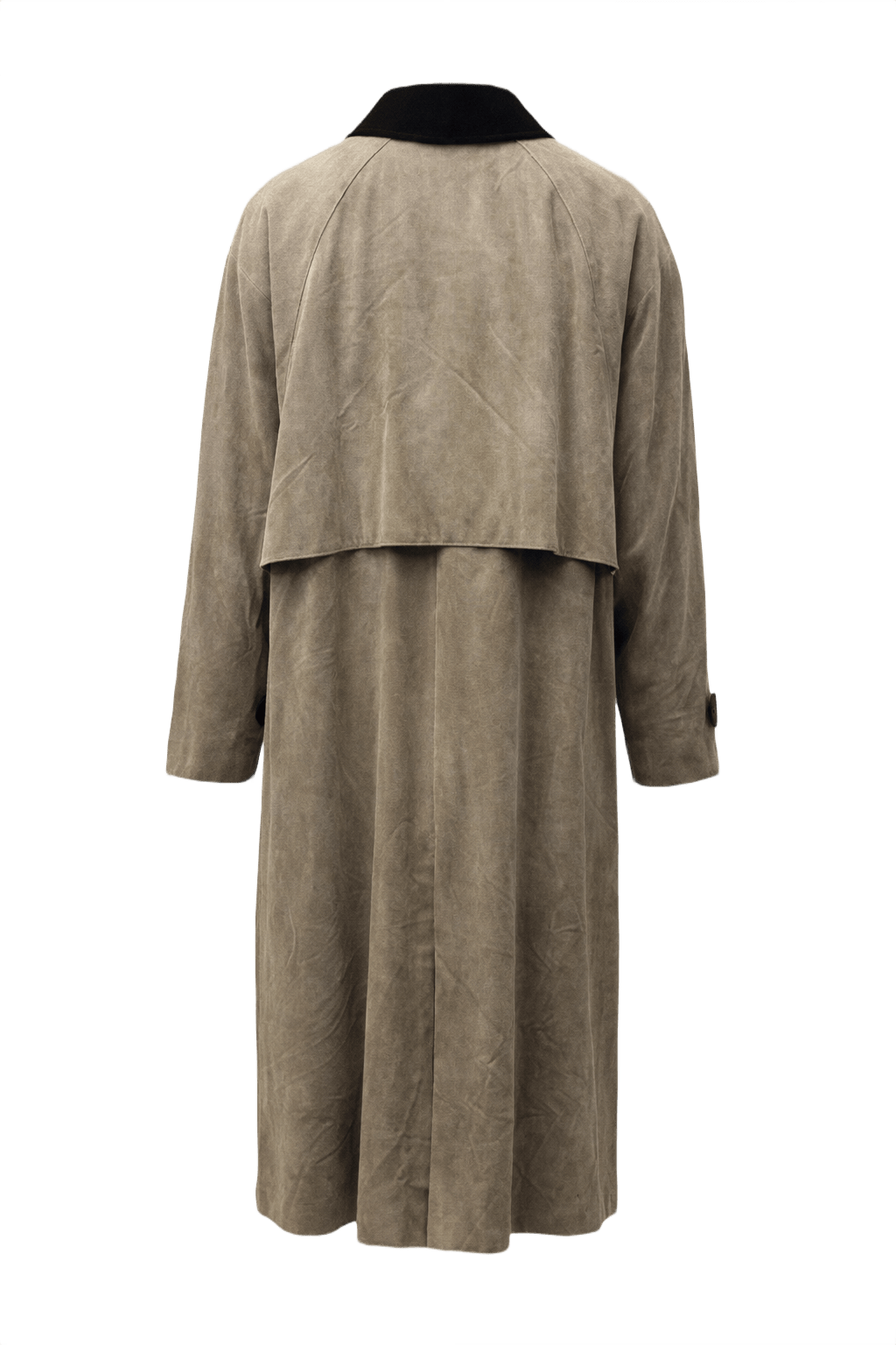 1990s Taupe Microfibre Coat - Back View