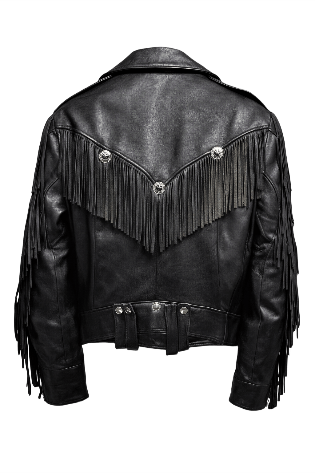 1970s Black Leather Jacket - Back View