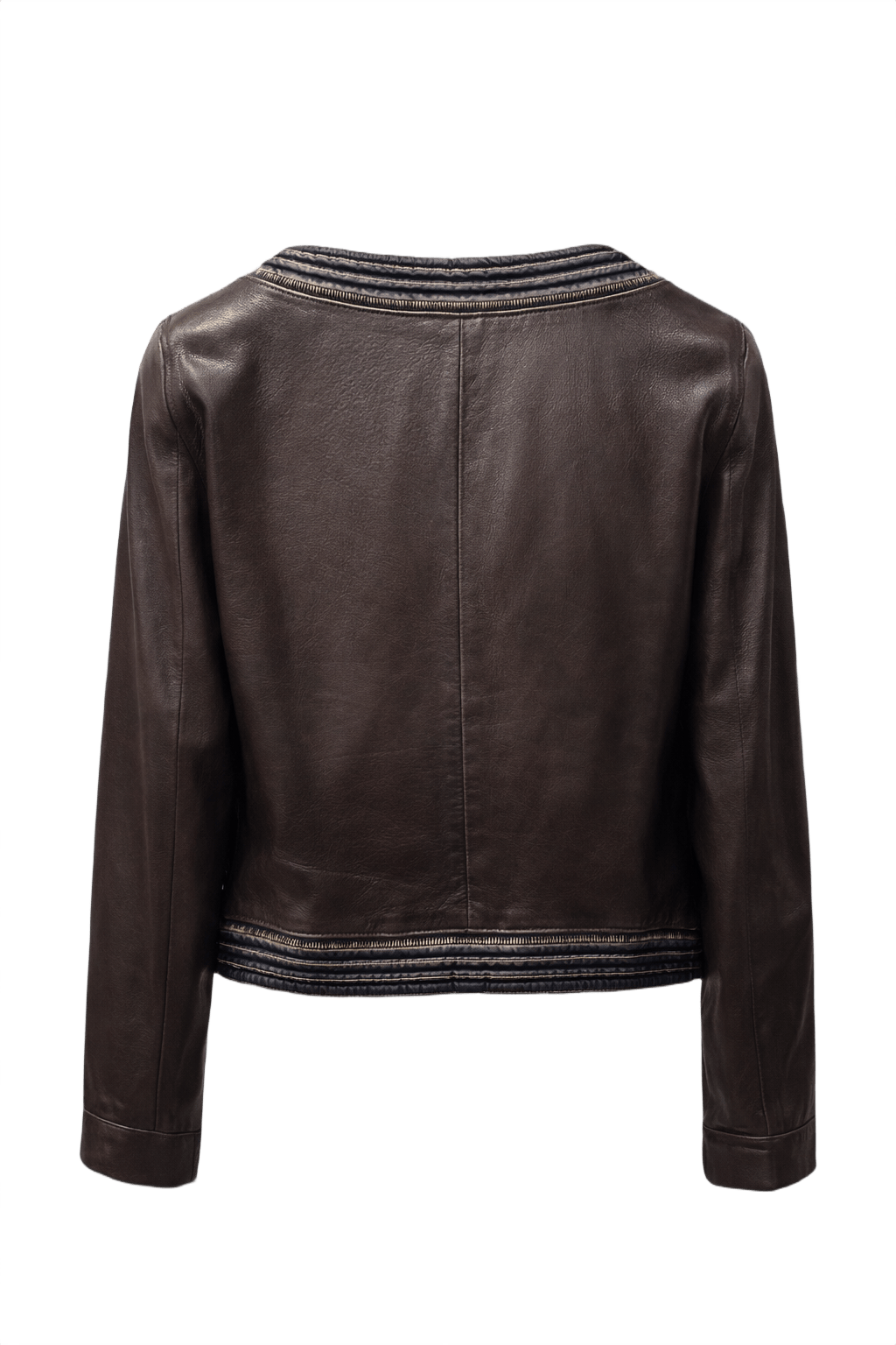 1990s Dark Brown Leather Jacket - Back View