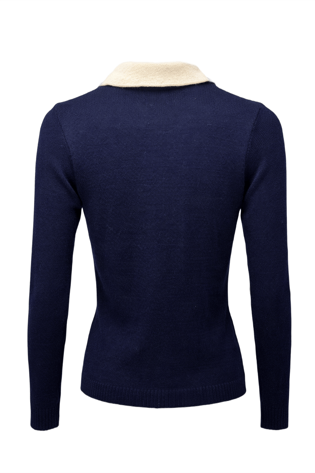 1970s Navy Blue Wool Sweater - Back View