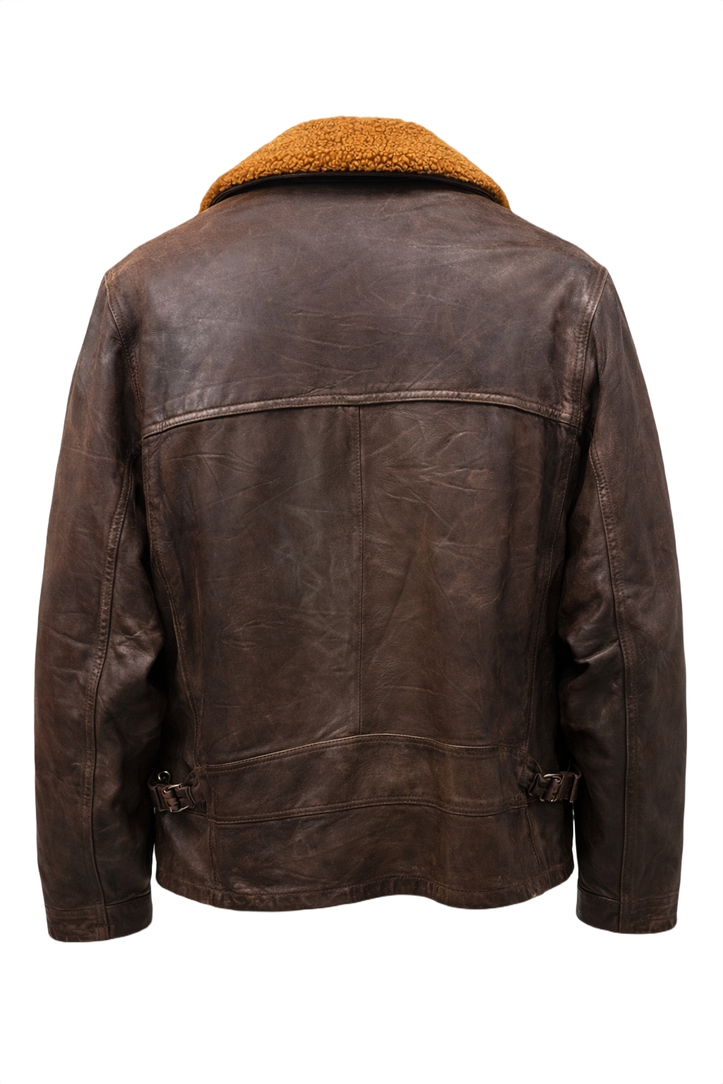 1970s Brown Leather Jacket - Back View