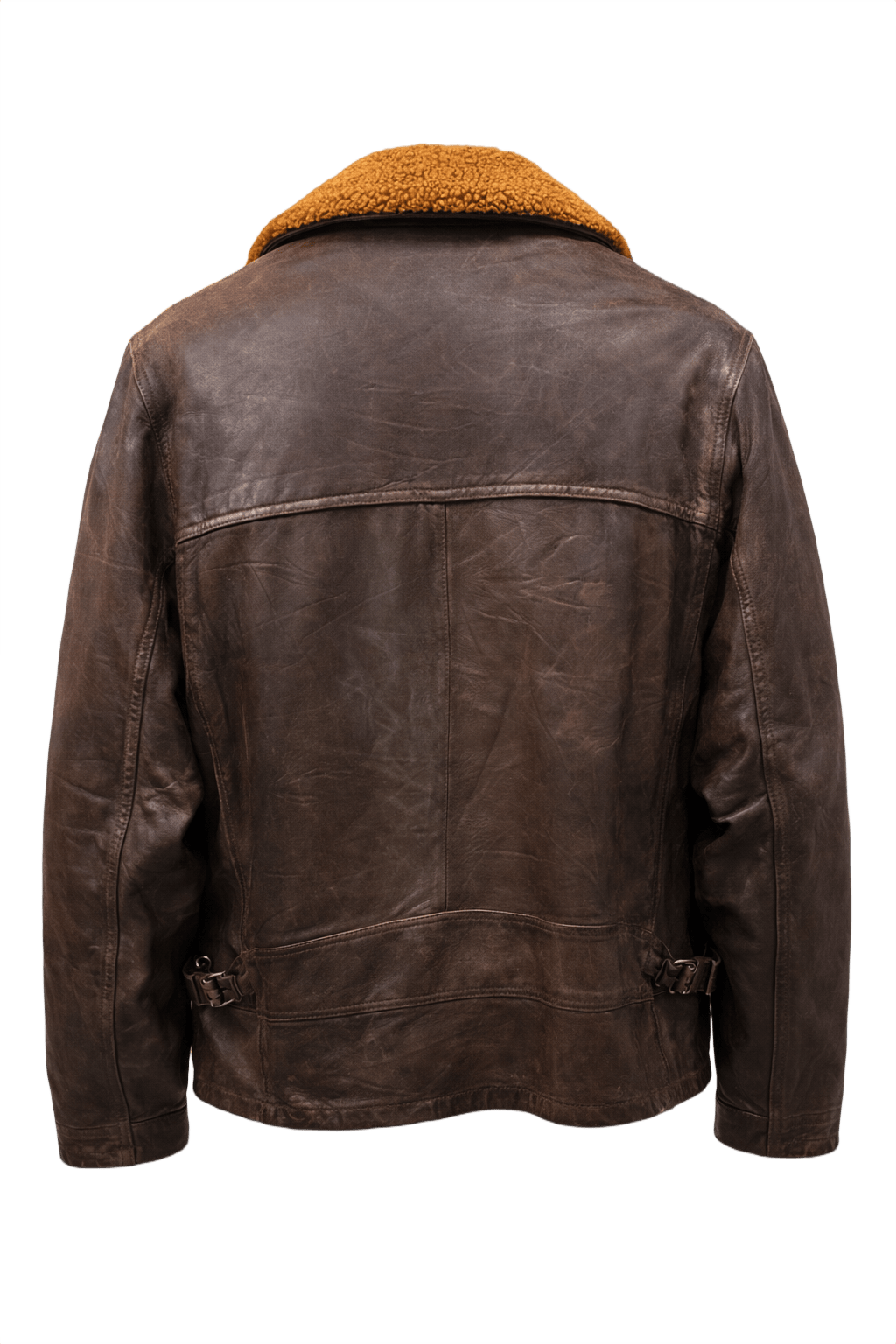 1970s Brown Leather Jacket - Back View