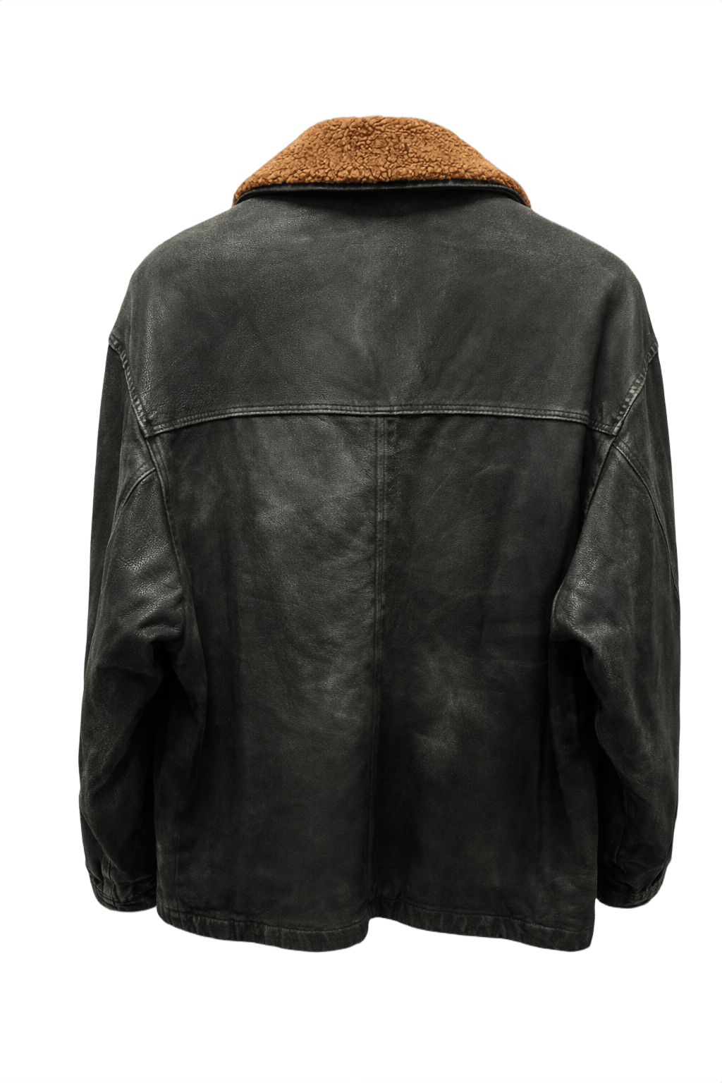 1970s Black Leather Jacket - Back View