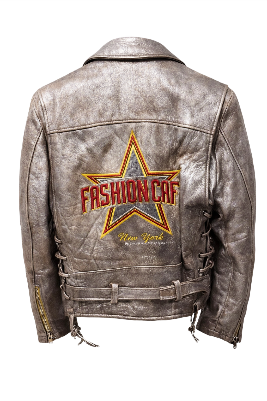 1970s Metallic Silver Leather Jacket - Back View