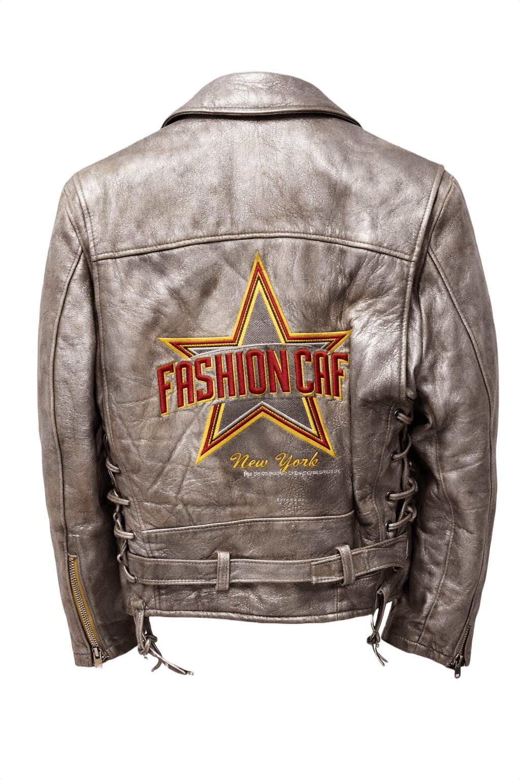 1970s Metallic Silver Leather Jacket - Back View