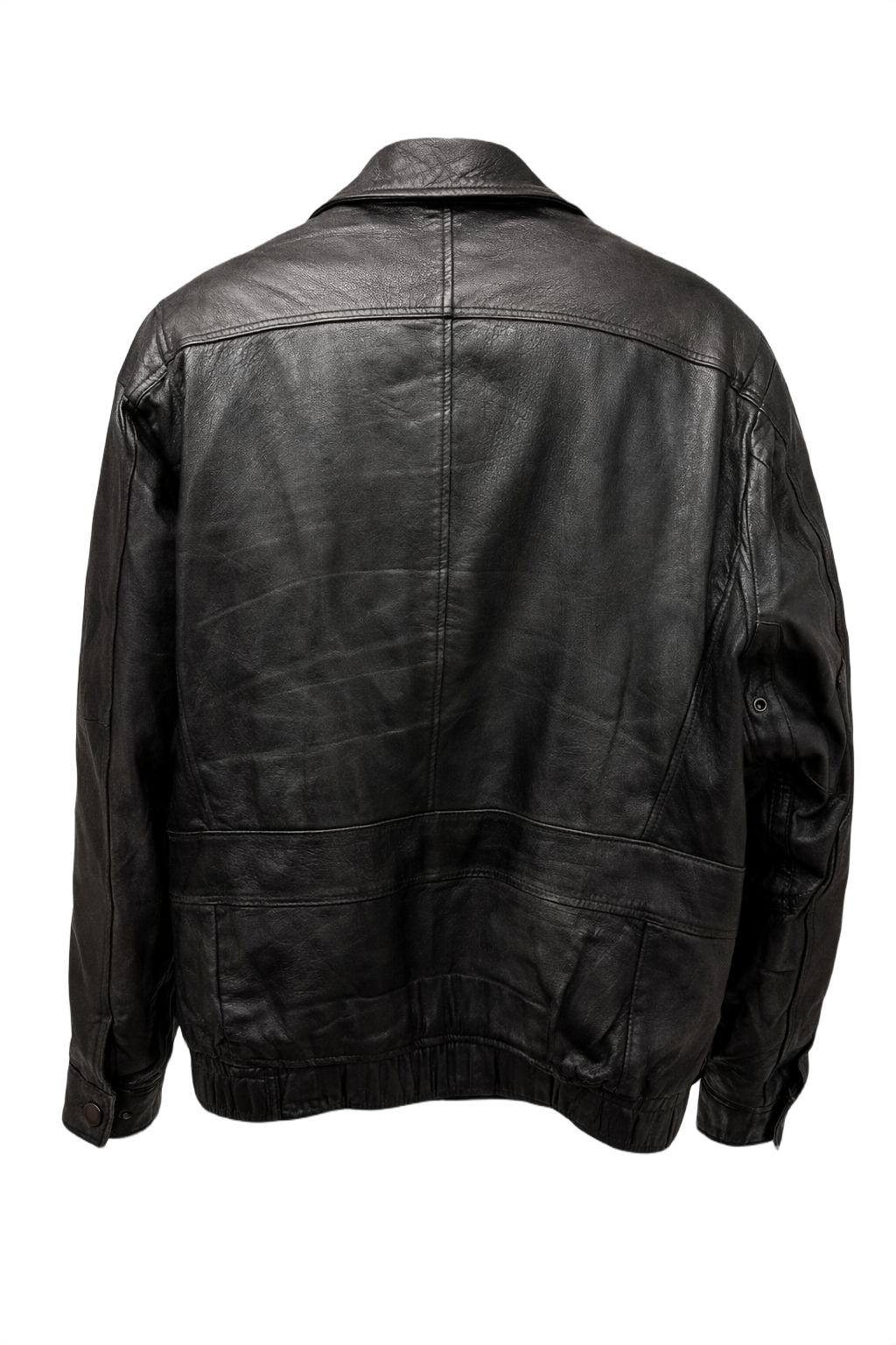1990s Black Leather Jacket - Back View