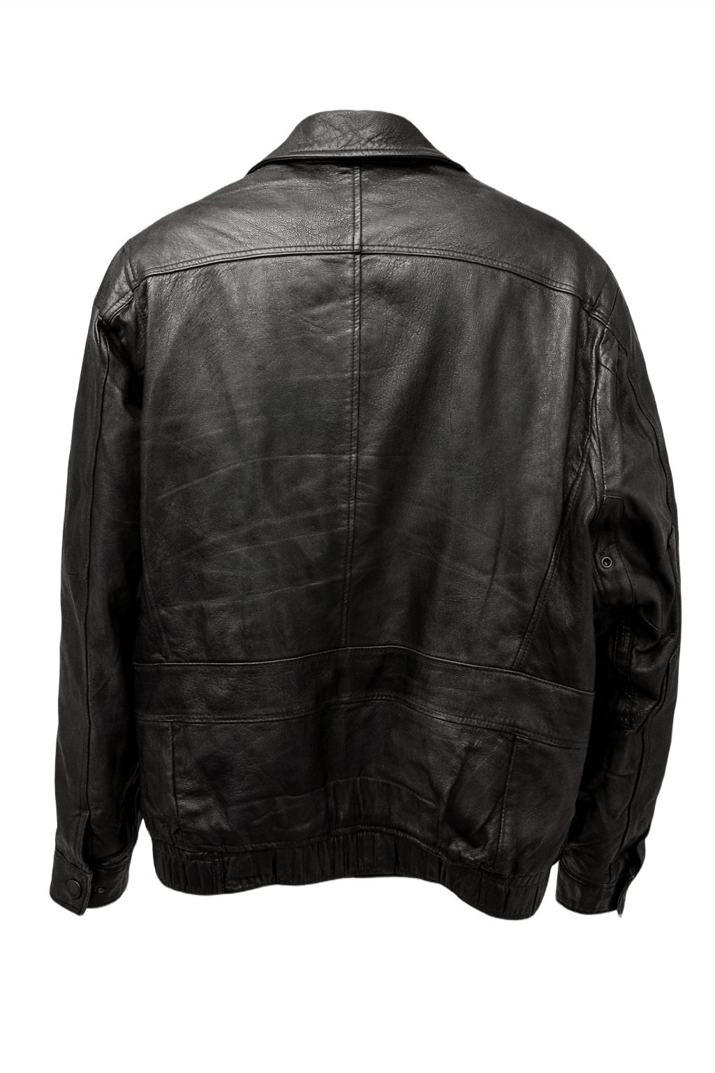 1990s Black Leather Jacket - Back View