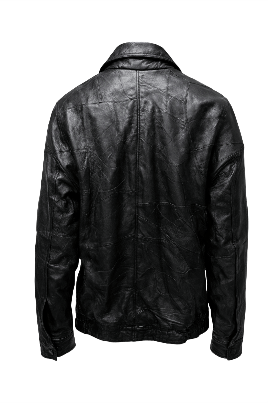 1990s Black Leather Jacket - Back View