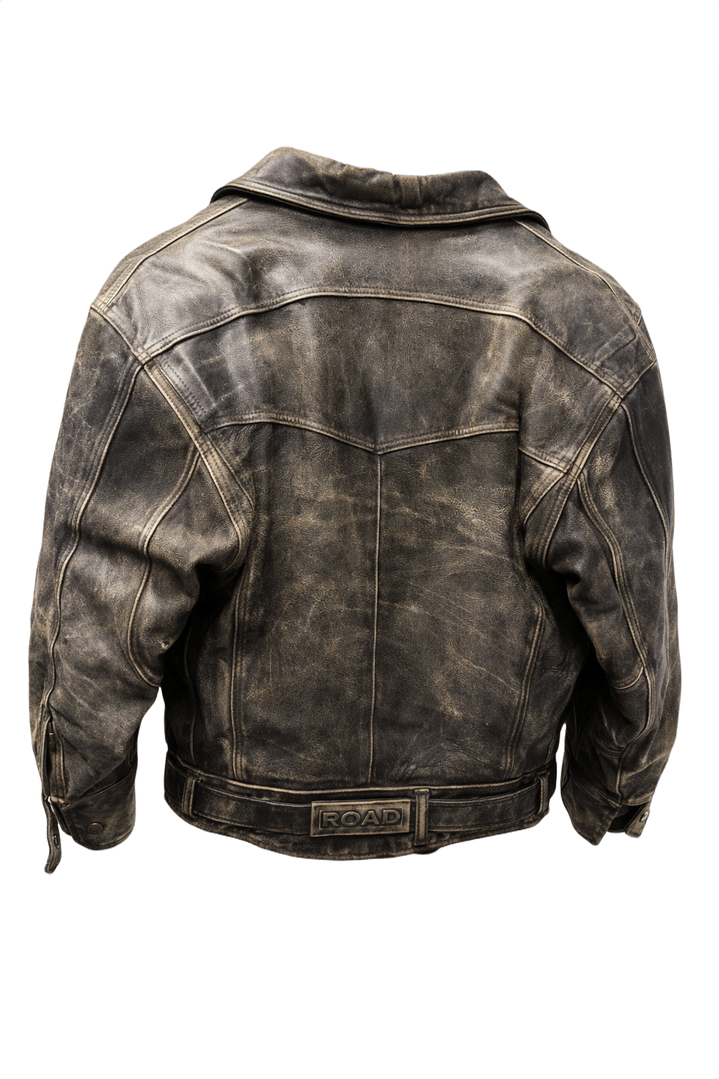 1990s Faded Black Leather Jacket - Back View