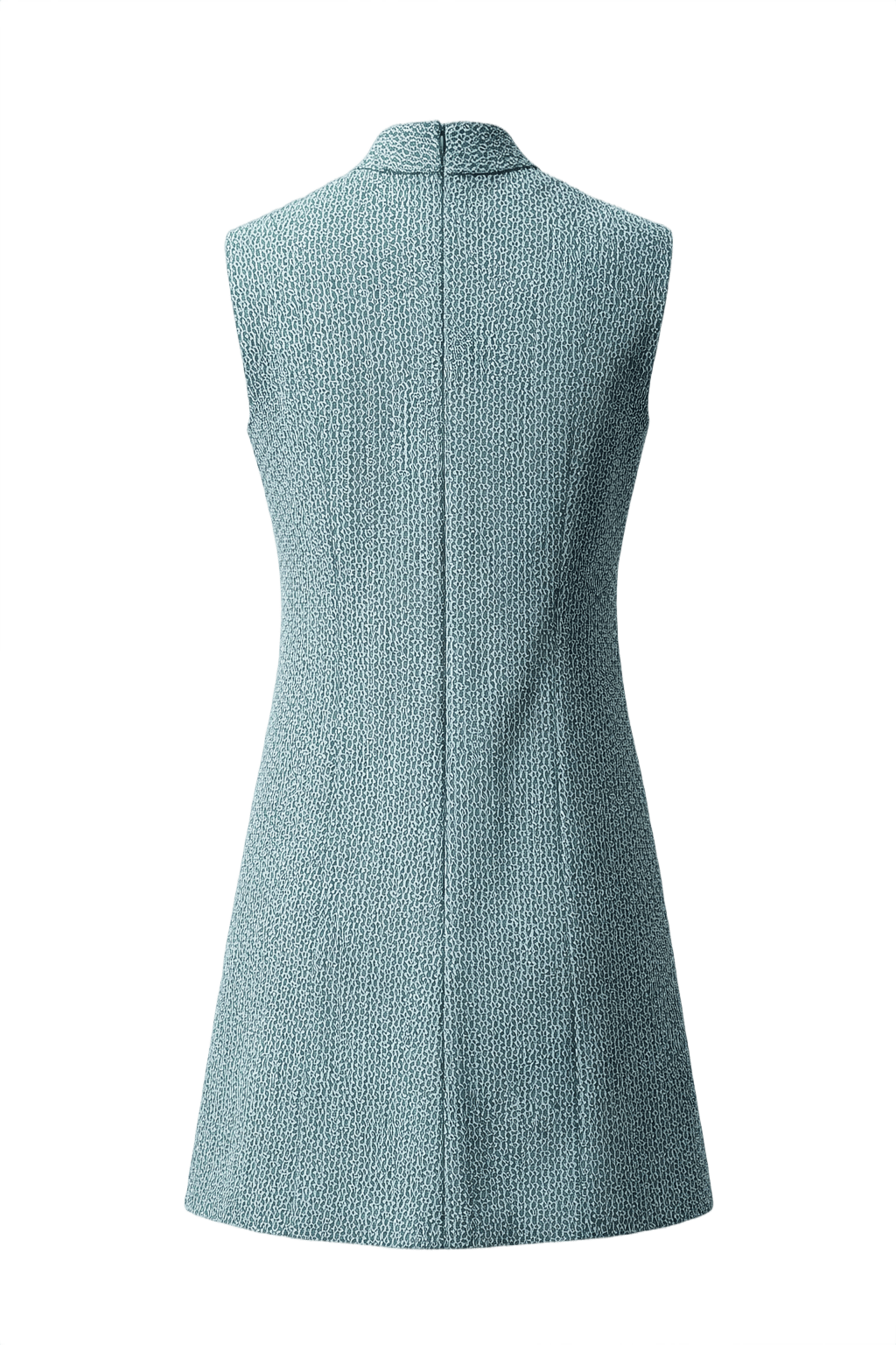 1960s Teal Polyester Shift Dress - Back View