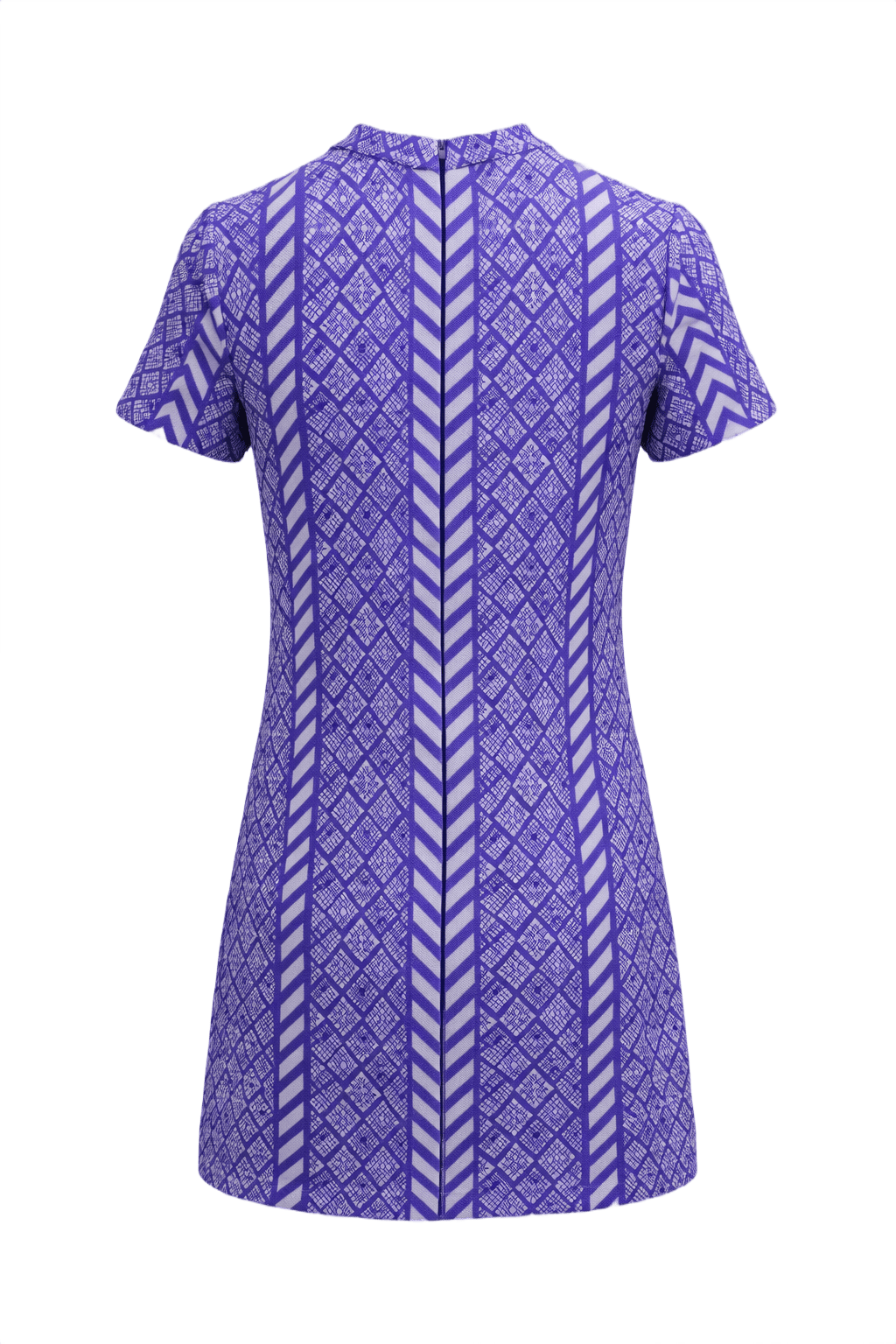 1960s Purple Polyester Mini Dress - Back View