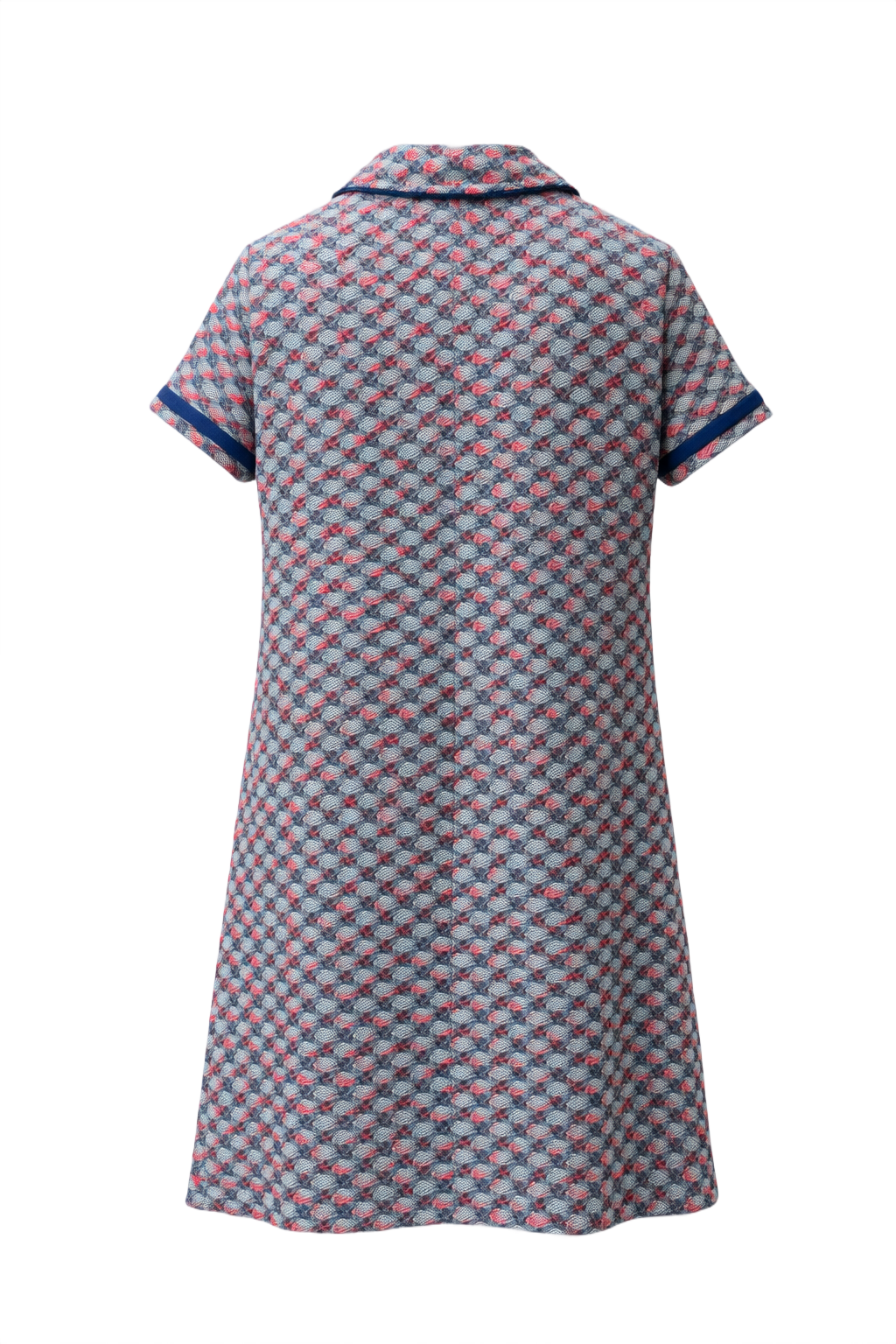 1970s Red Cotton Blend Shift Dress - Back View