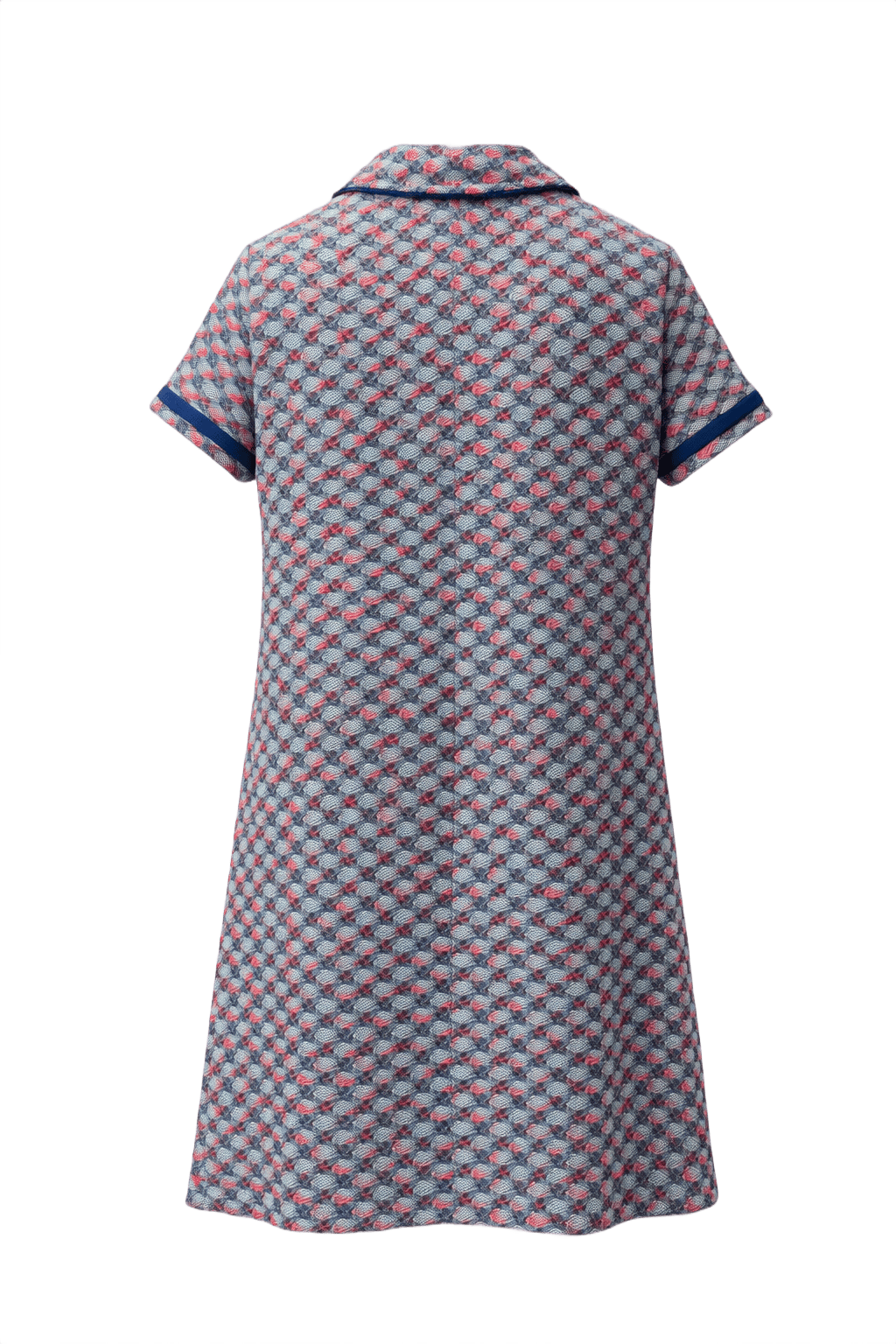 1970s Red Cotton Blend Shift Dress - Back View