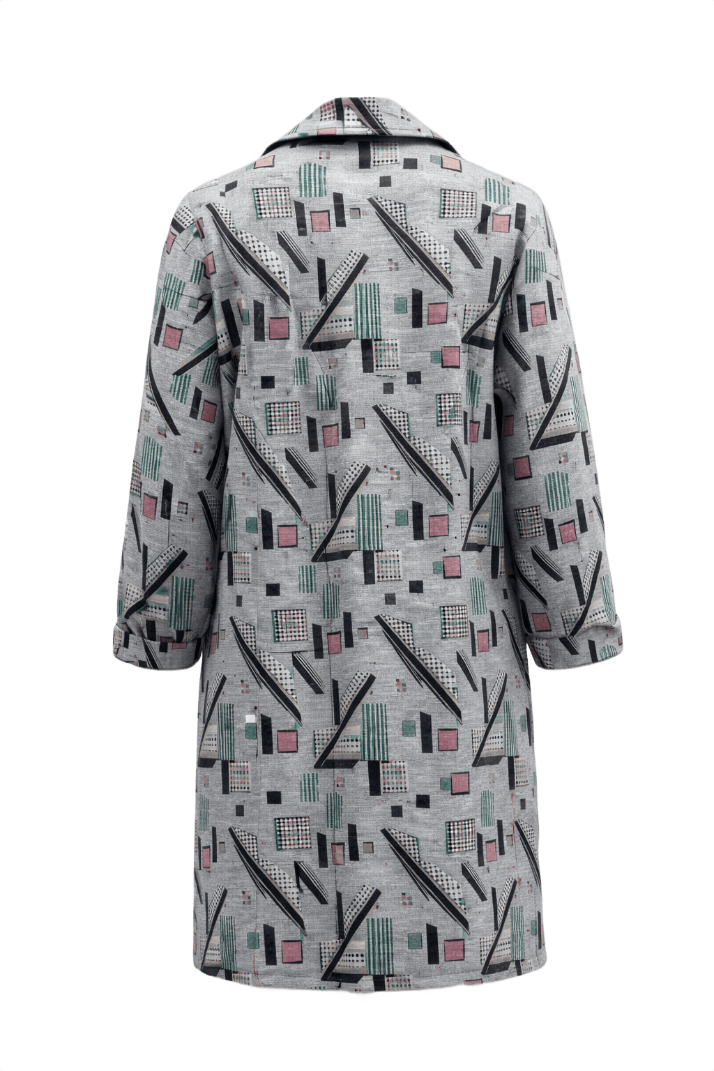 1960s Grey Cotton Blend Coat - Back View