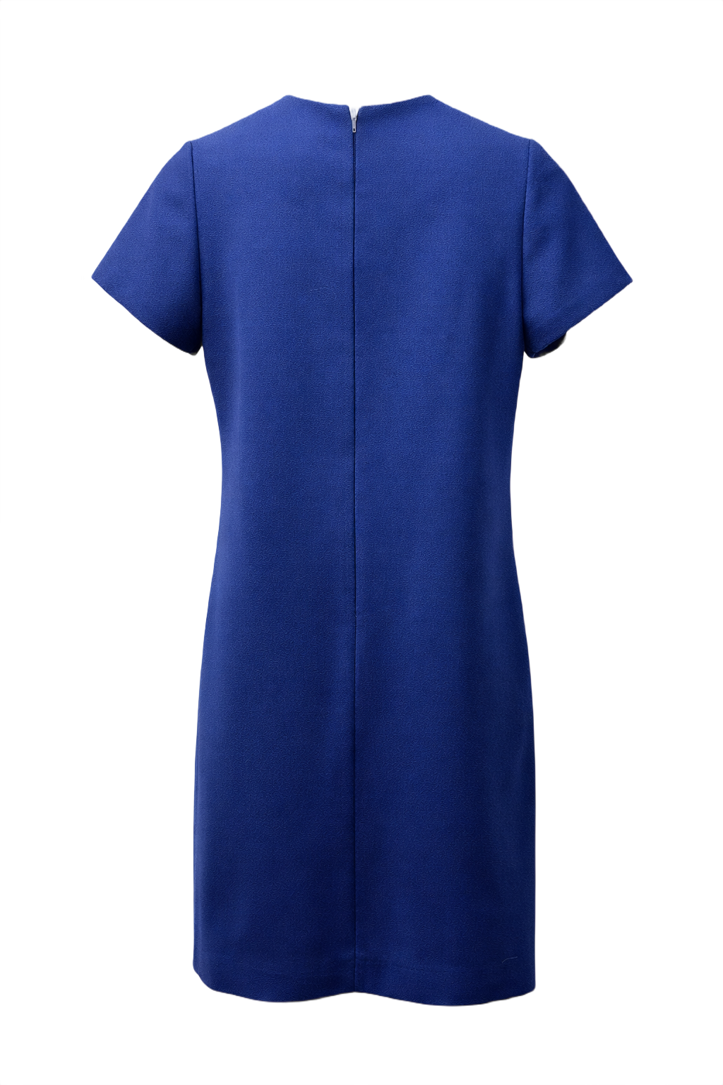 1960s Royal Blue Polyester Shift Dress - Back View