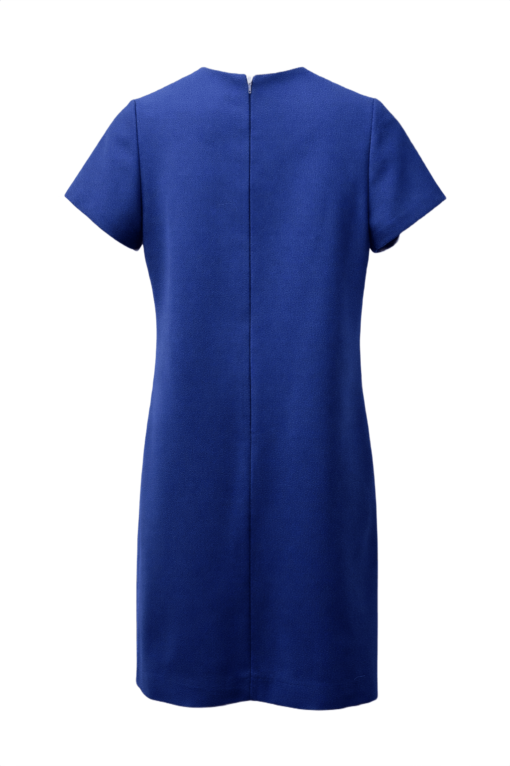 1960s Royal Blue Polyester Shift Dress - Back View