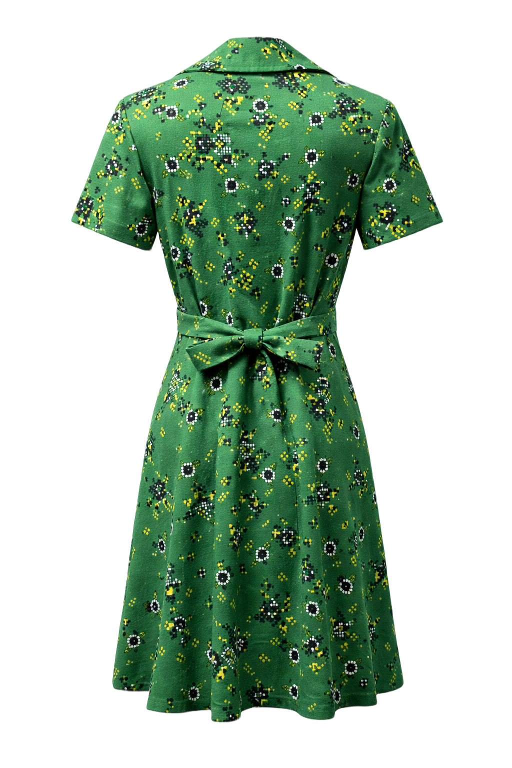 1960s Green Cotton Dress - Back View