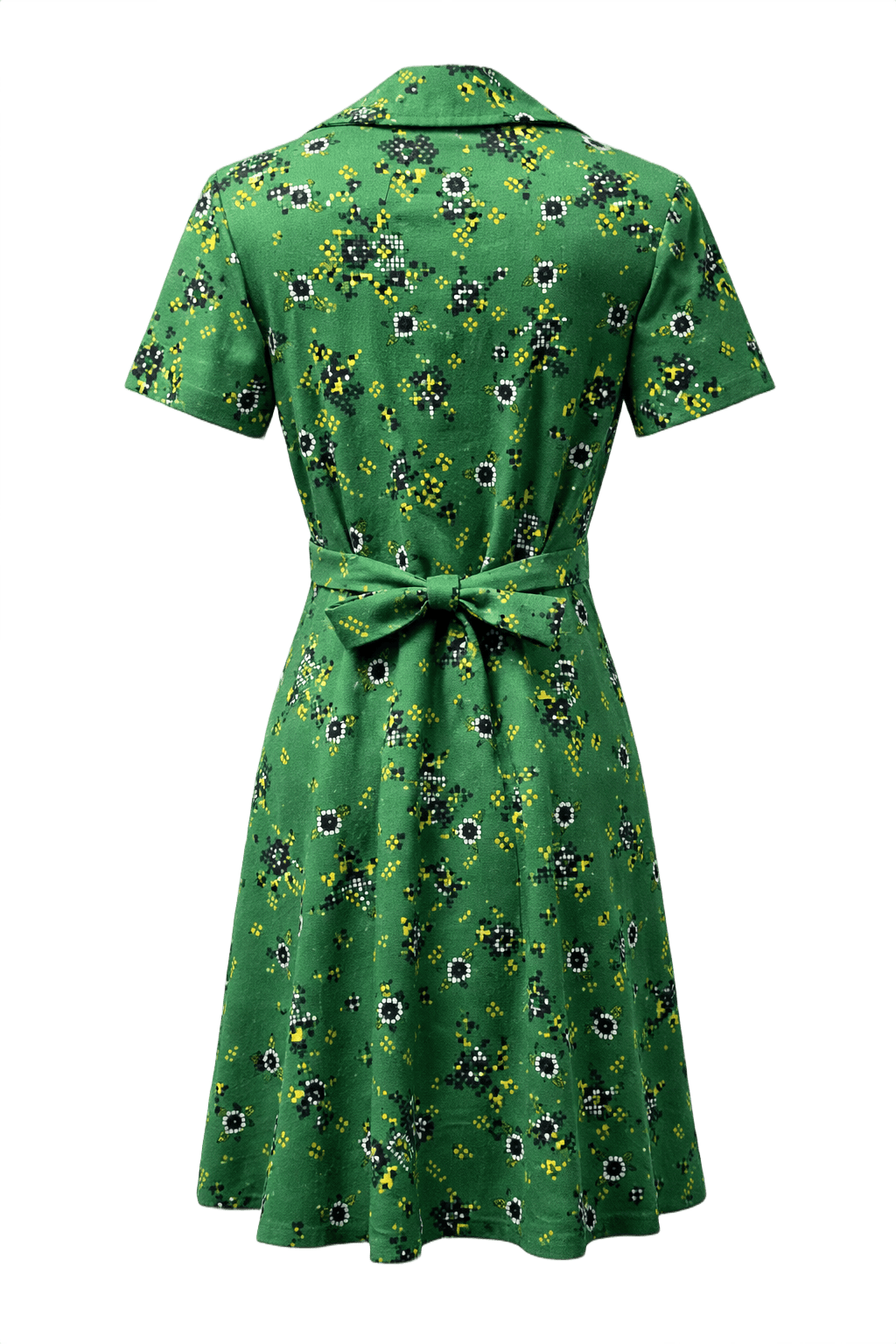 1960s Green Cotton Dress - Back View
