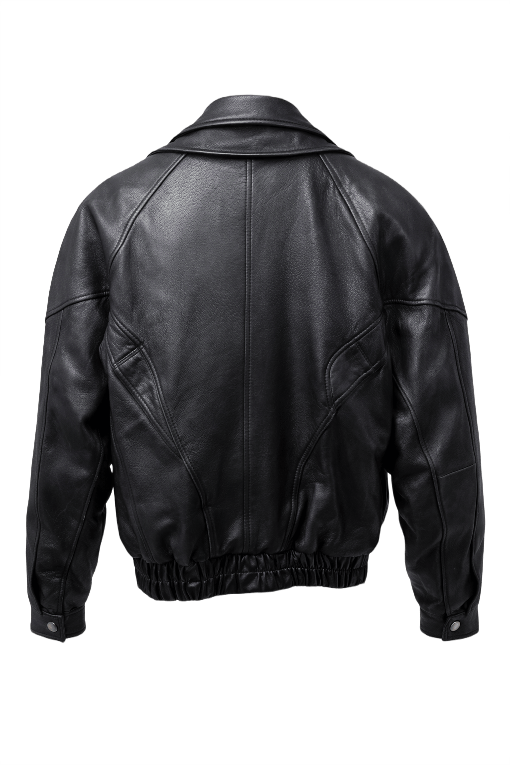 1990s Black Leather Bomber Jacket - Back View