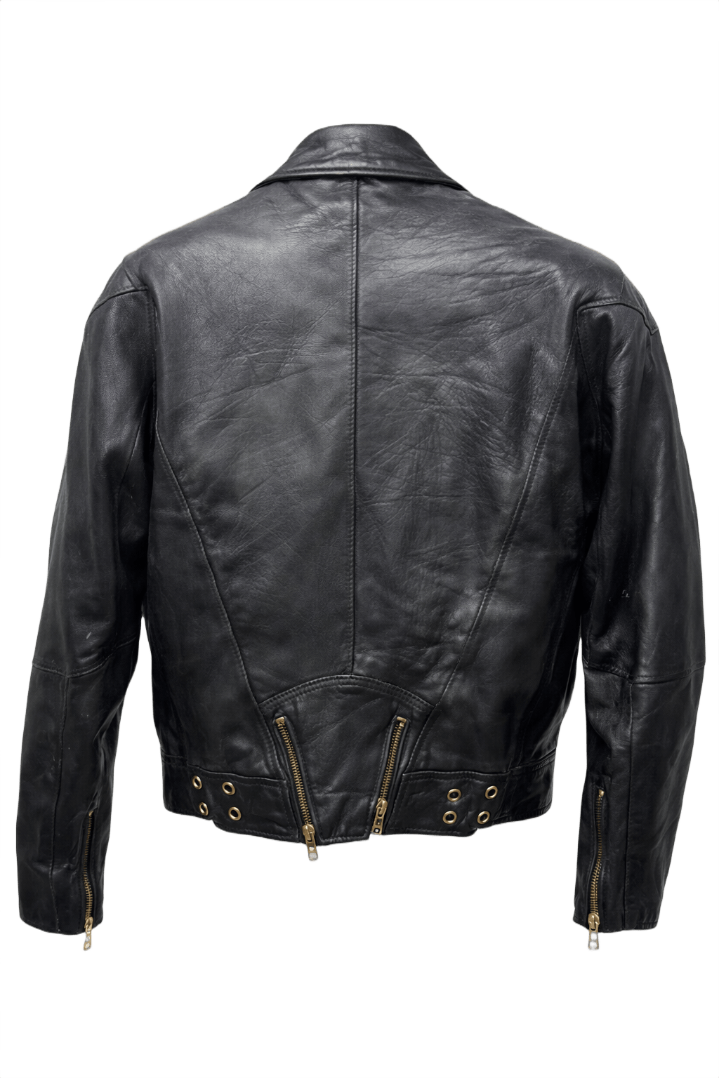 1990s Black Leather Jacket - Back View