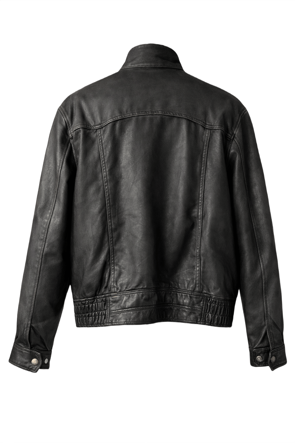1980s Black Leather Jacket - Back View