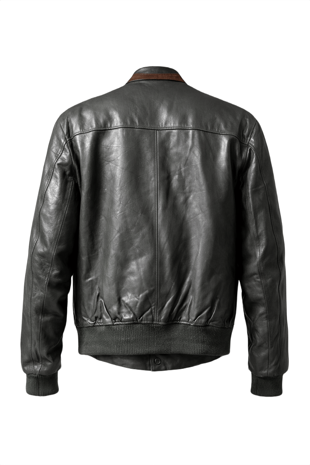 1980s Dark Grey Leather Jacket - Back View
