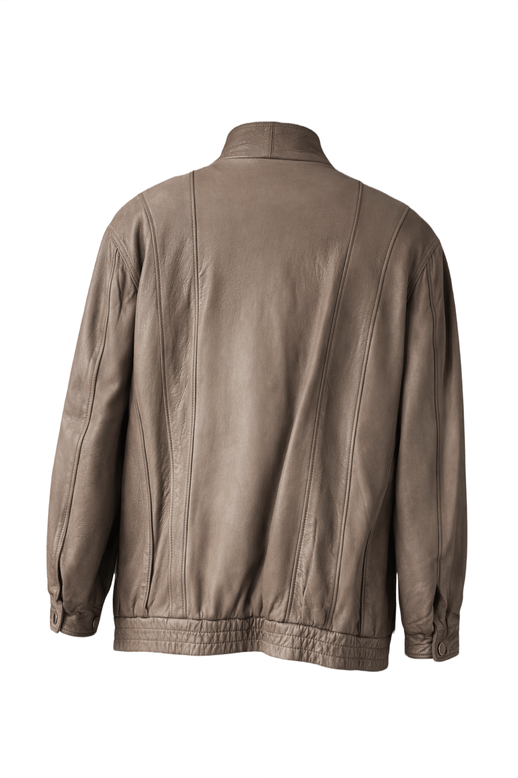 1990s Taupe Leather Jacket - Back View