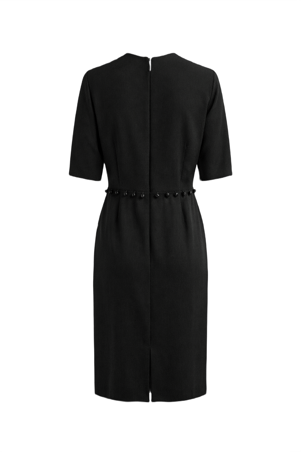 1960s Black Wool Dress - Back View