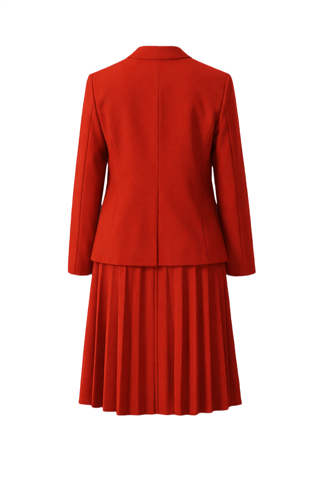 1960s Vibrant Red Polyester Blend Blazer and Dress Set - Back View