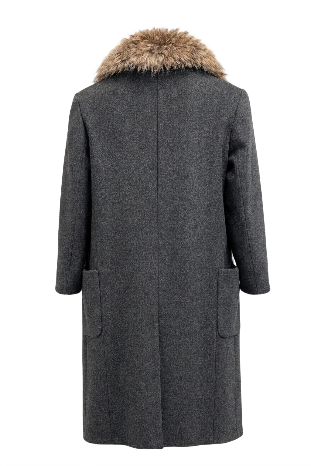 1990s Charcoal Grey Wool Coat - Back View
