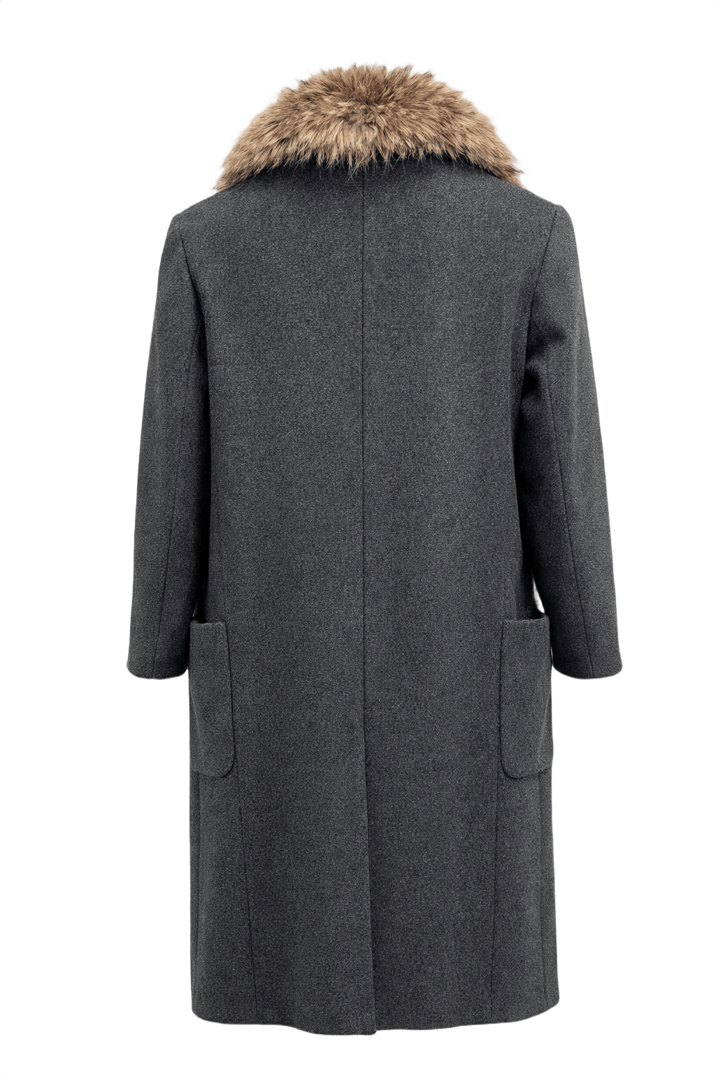 1990s Charcoal Grey Wool Coat - Back View
