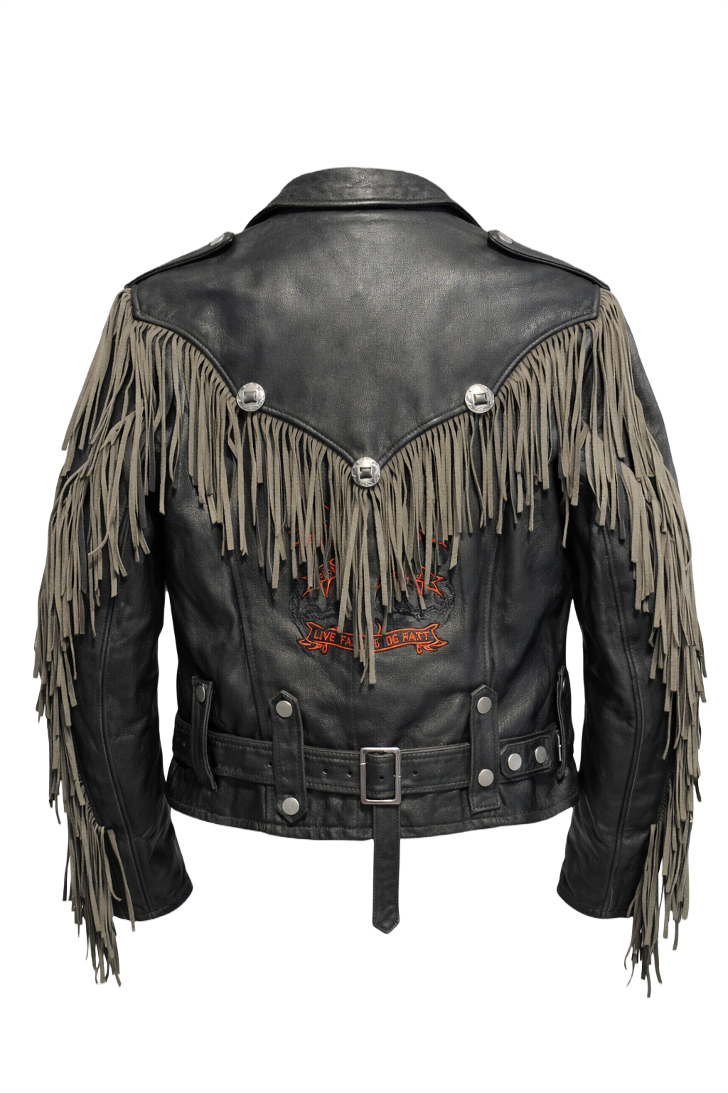 1980s Black Leather Jacket - Back View