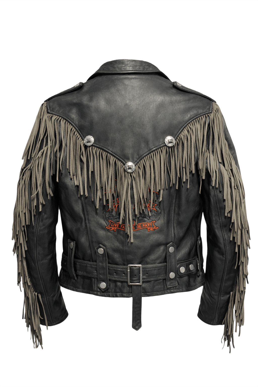 1980s Black Leather Jacket - Back View