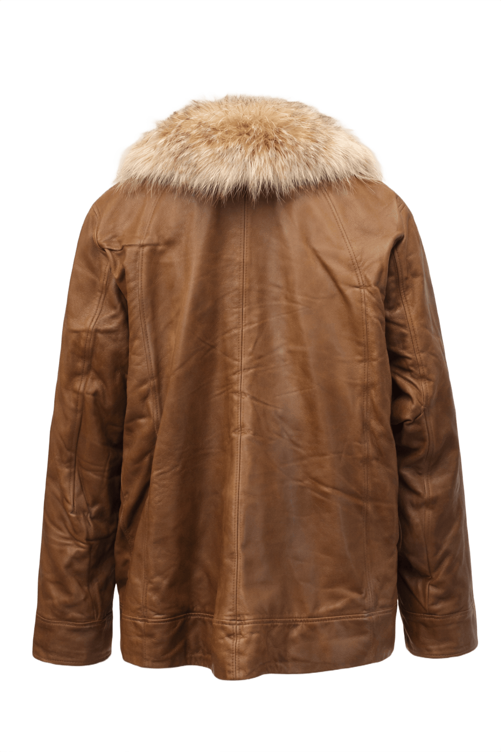 1980s Tan Leather Jacket - Back View
