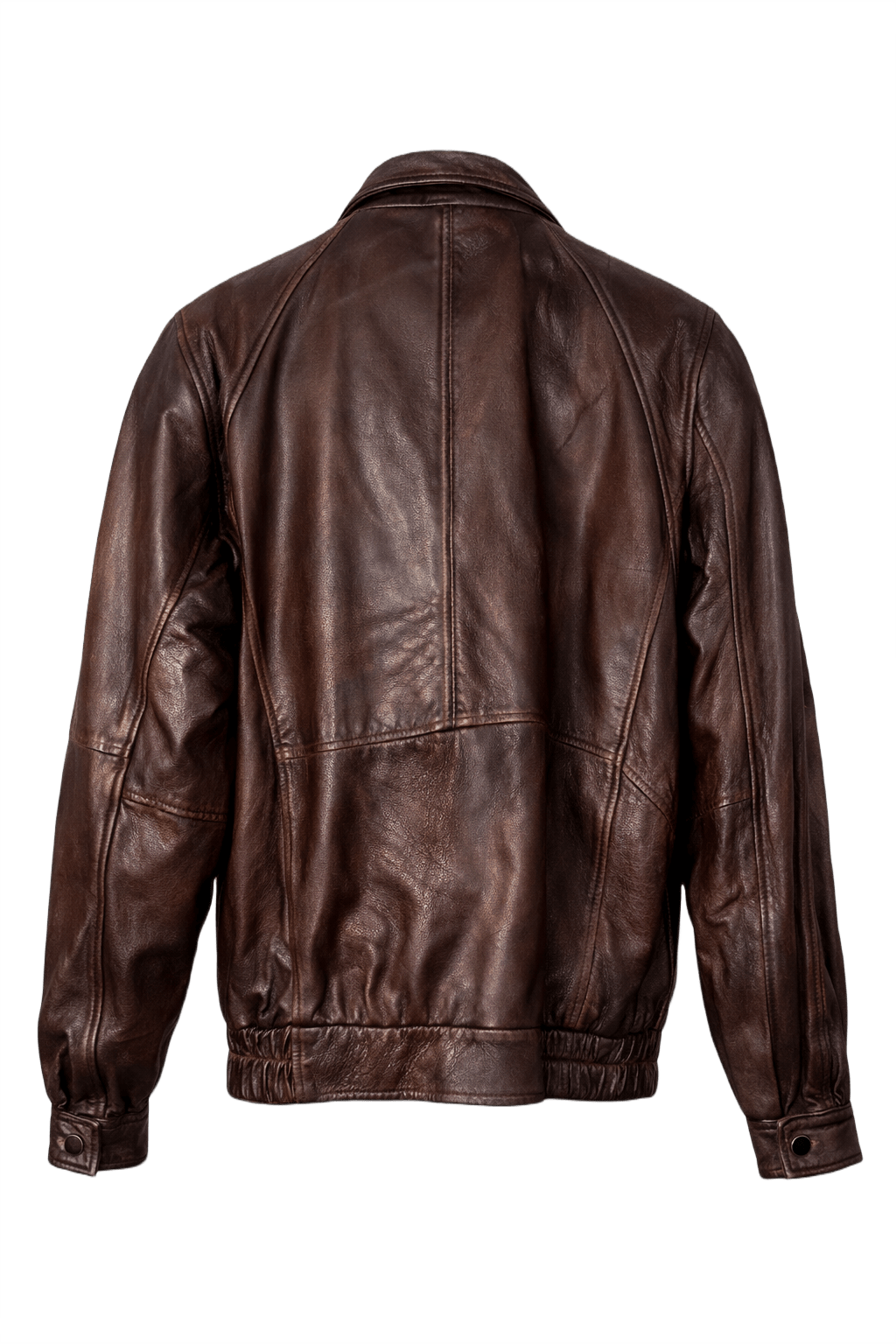 1980s Brown Leather Mens Leather Jacket - Back View