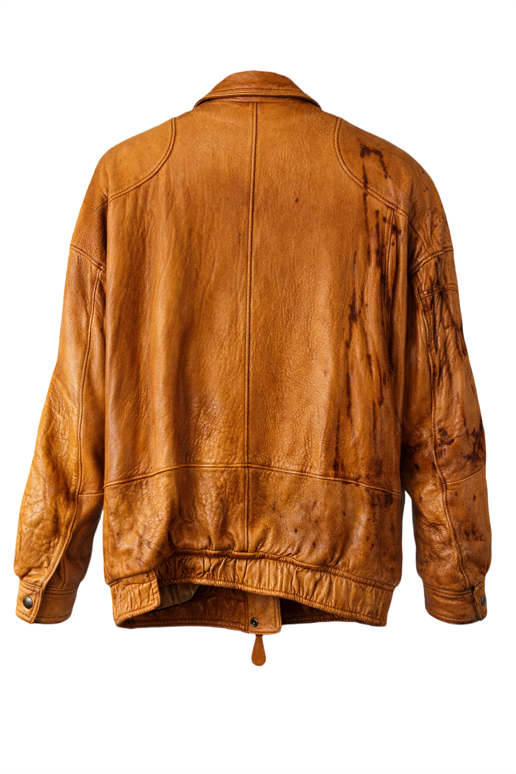 1970s Tan Leather Jacket - Back View