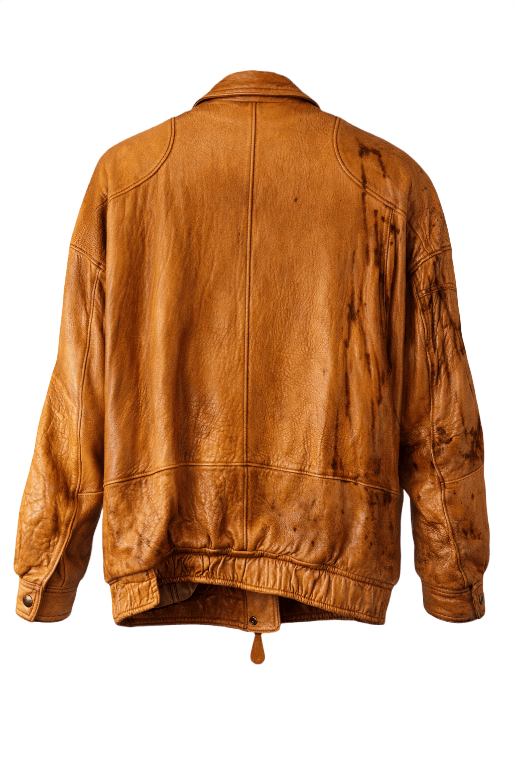 1970s Tan Leather Jacket - Back View