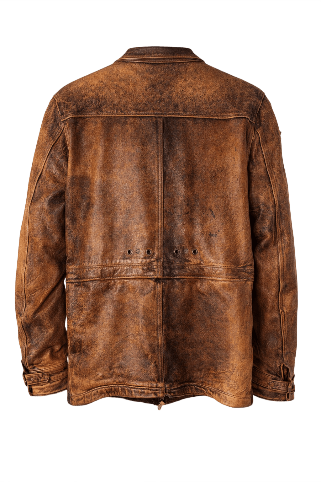 1990s Brown Distressed Leather Jacket - Back View