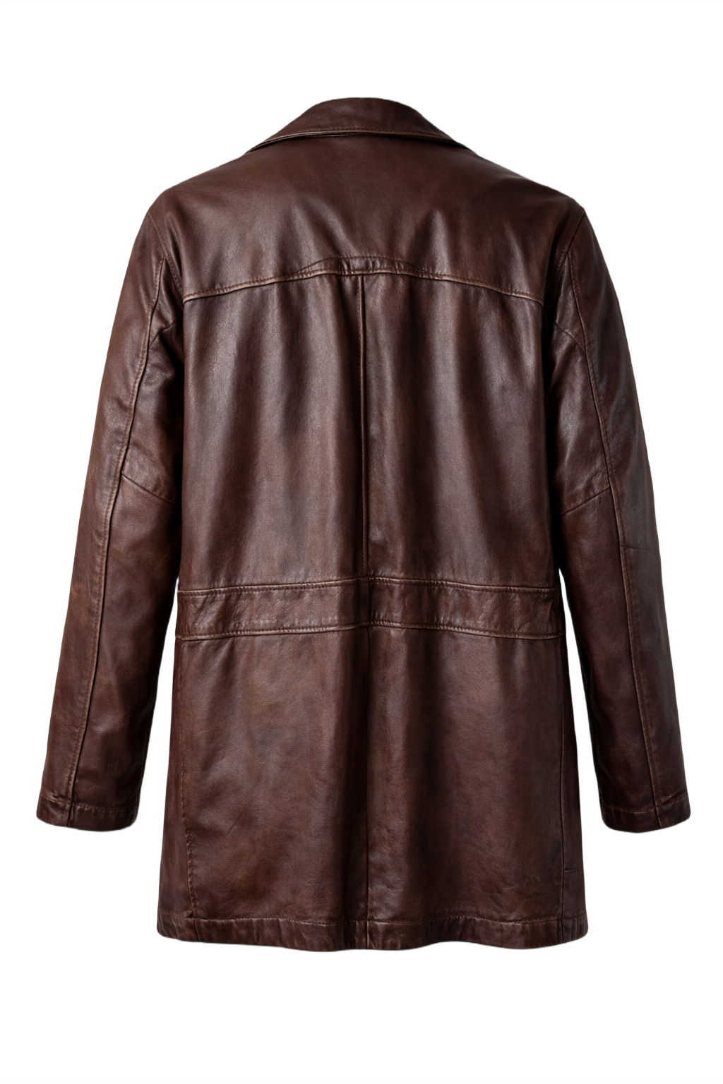 1980s Brown Leather Coat - Back View