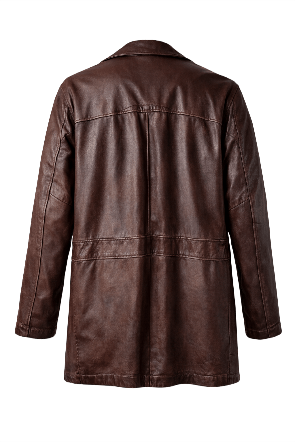 1980s Brown Leather Coat - Back View