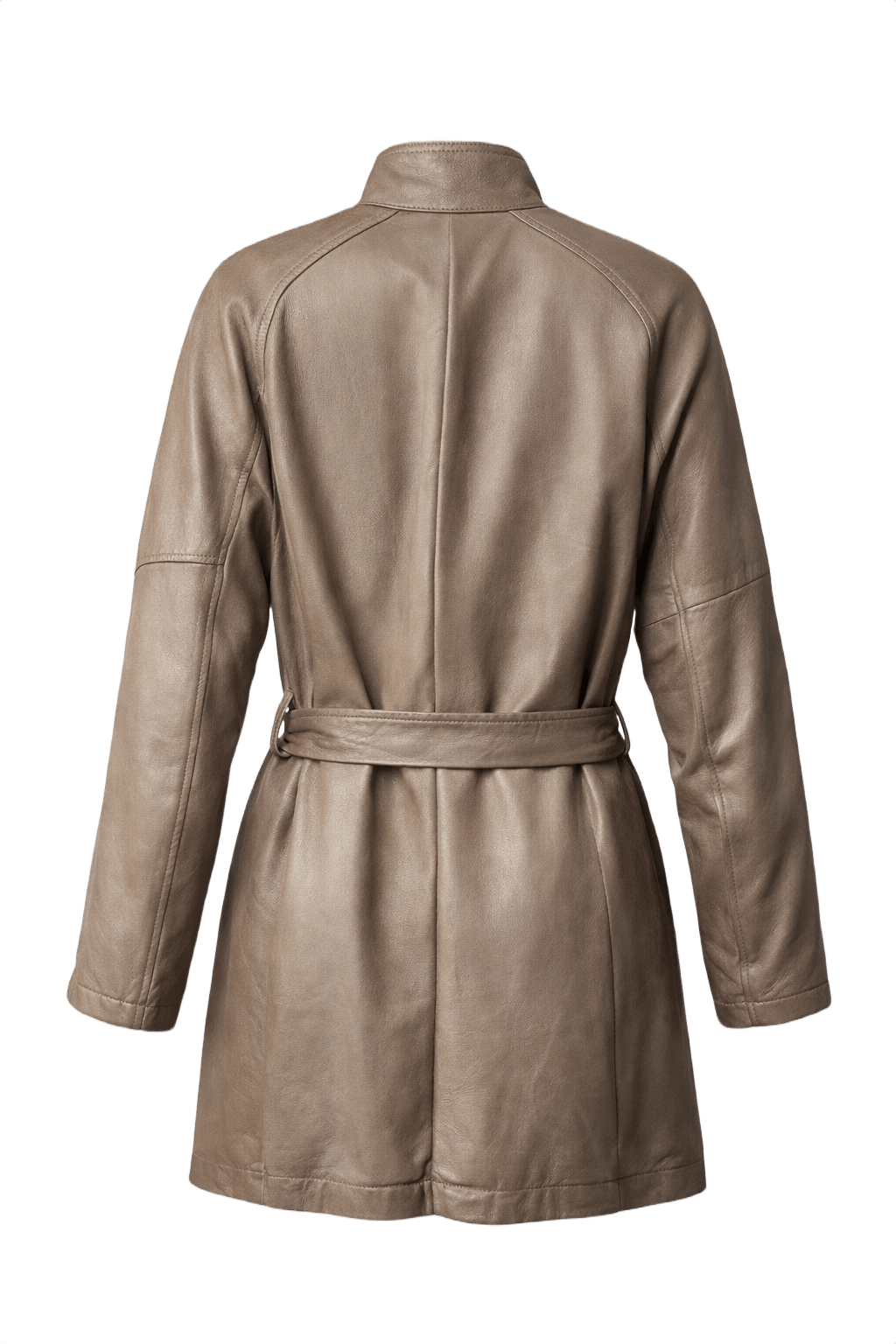 1980s Beige Leather Coat - Back View